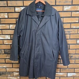 Chaps Mens 44L Black Wool Blend 2 In 1 Overcoat‎ Removable Liner Business Casual